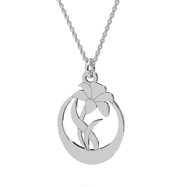 Sterling Silver 20mm Lily Flower Necklace for Women and Girls