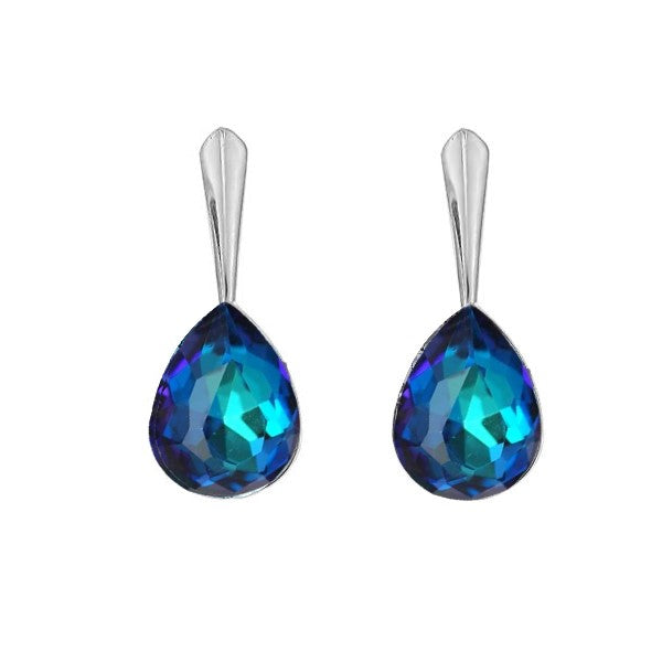 Bermuda Blue Silver Drop Earrings with Leverback Design