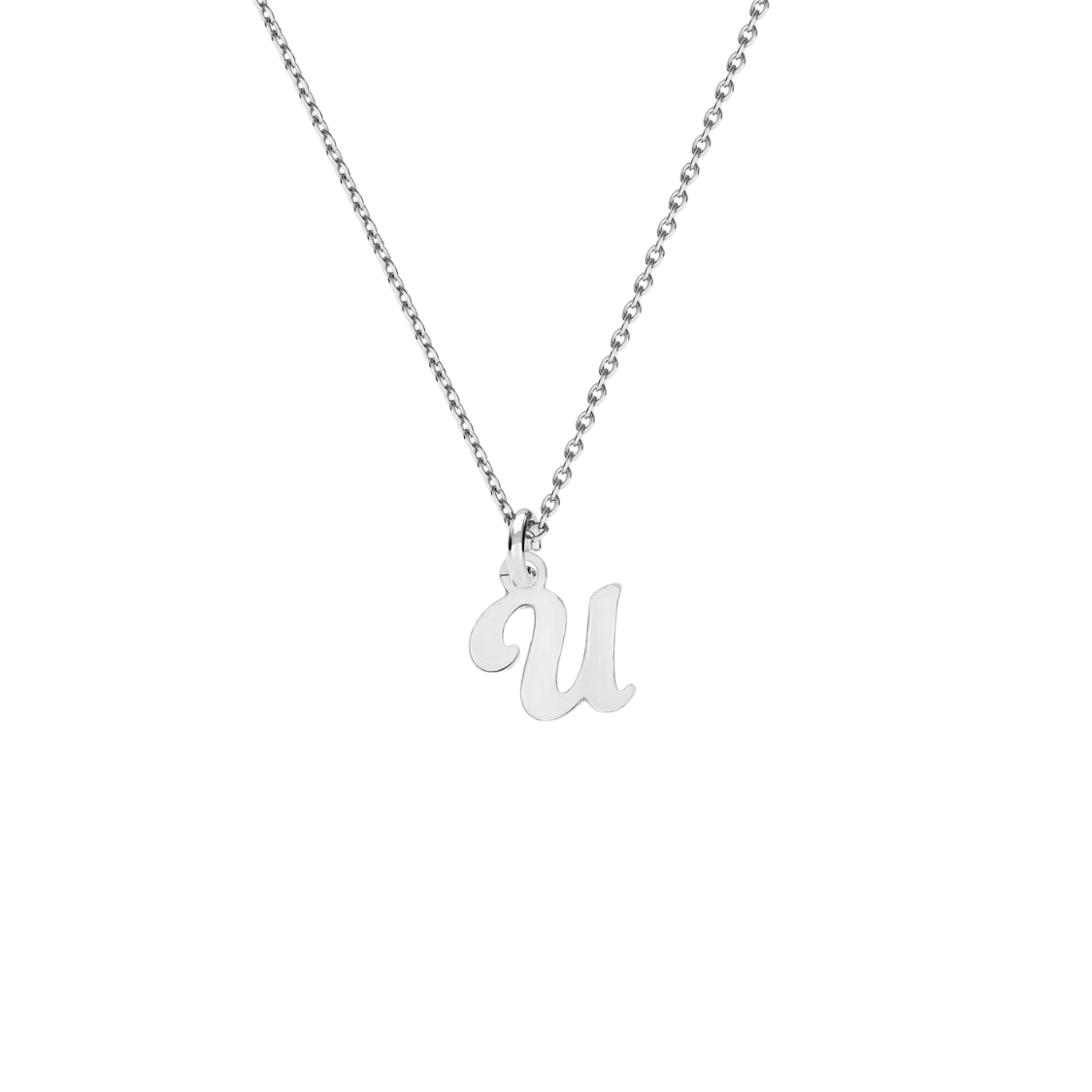 Mini Letter U Necklace in Sterling Silver – Simple Initial Necklace