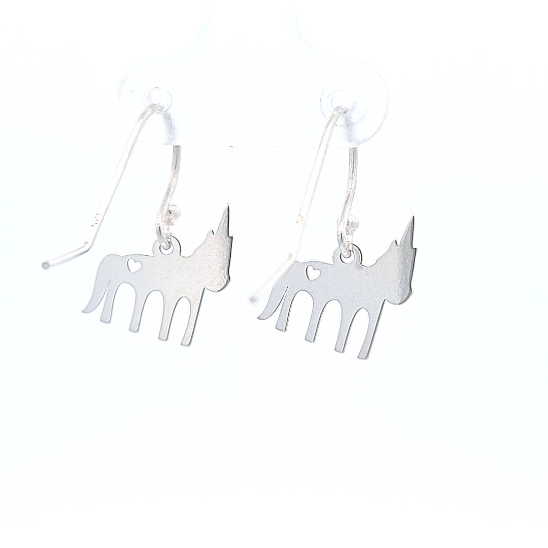 Back view of Unicorn Silver Hook Earrings, emphasizing the detailed craftsmanship and secure hook fitting.