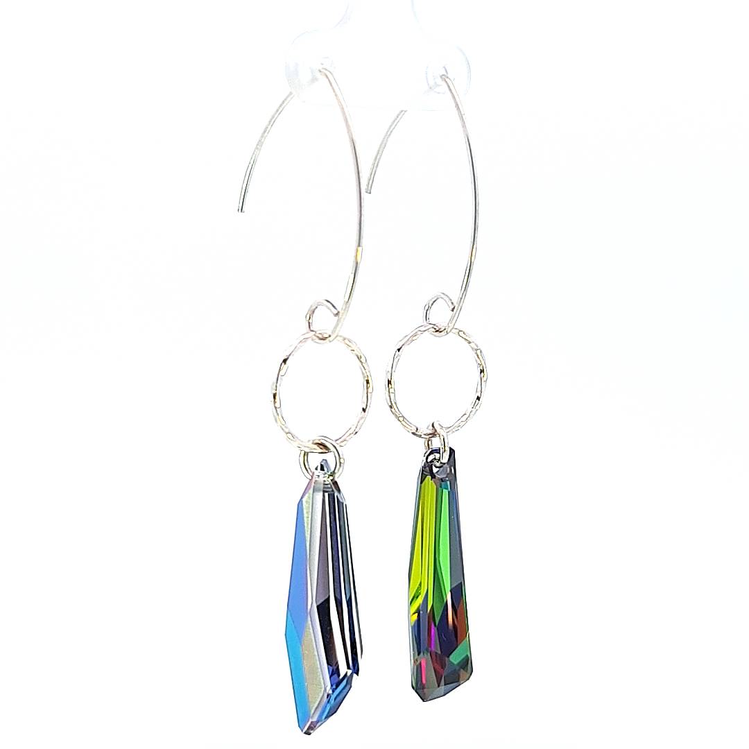 Vitrail Medium Icicle Long Drop Earrings in Sterling Silver Side View