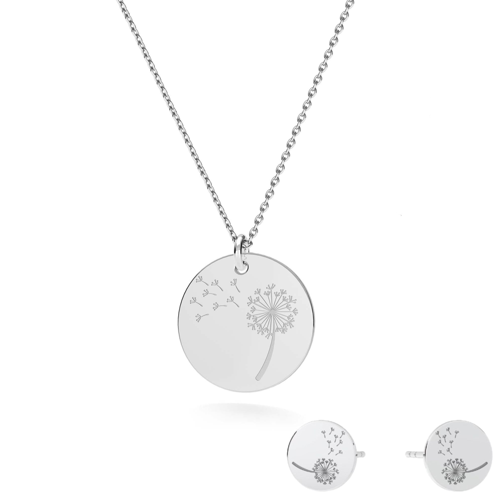 Irish Made Wishful Dandelion Silver Jewellery Set with Engraved Dandelions