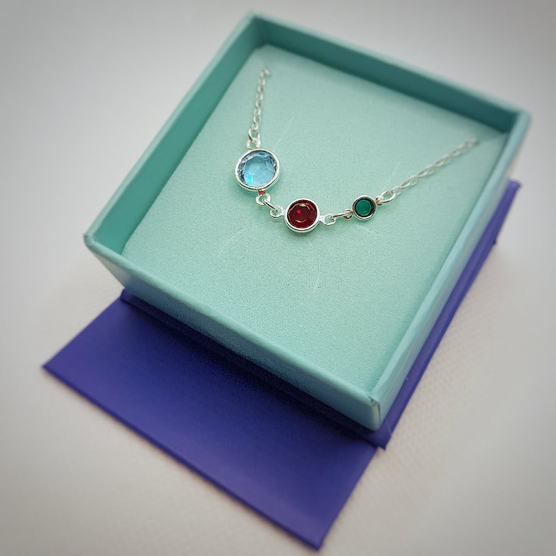 Three Generations Triple Birthstone Necklace