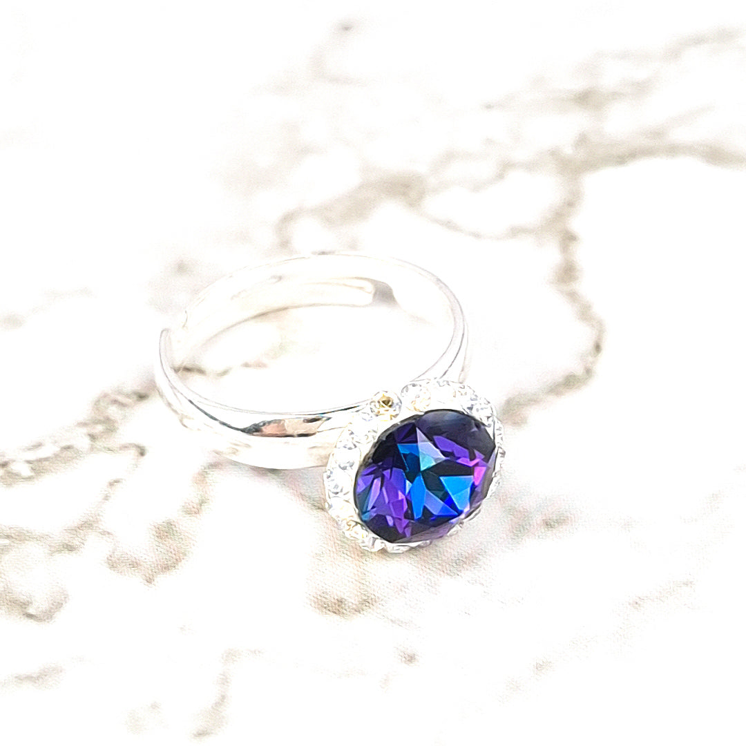 Dazzling Moonlit Heliotrope Halo Ring