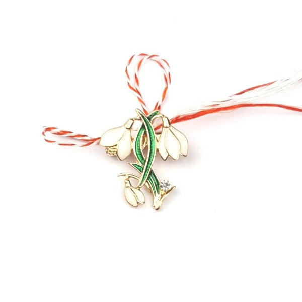 Martisor LUCKY SNOWDROPS - Brooch / Brosa - Personalised Sterling Silver Jewellery Ireland. Birthstone necklace. Shop Local Ireland - Ireland