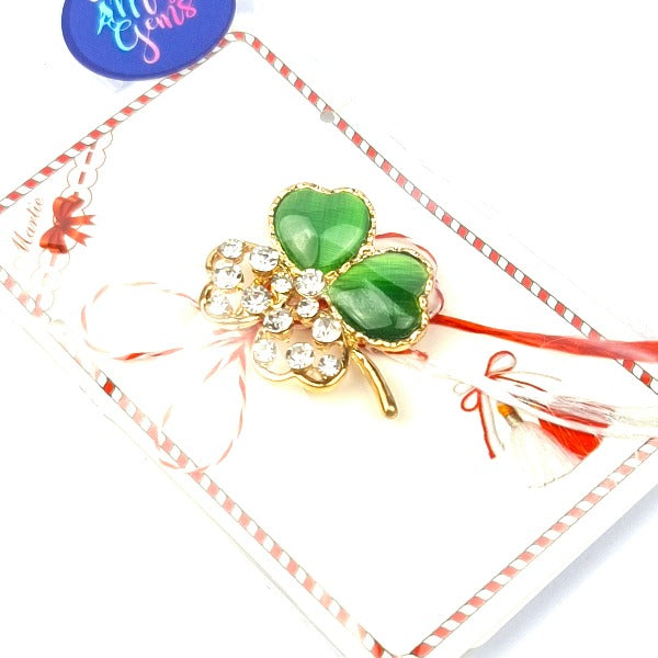 Martisor LUCKY CLOVER - Brooch / Brosa - Personalised Sterling Silver Jewellery Ireland. Birthstone necklace. Shop Local Ireland - Ireland