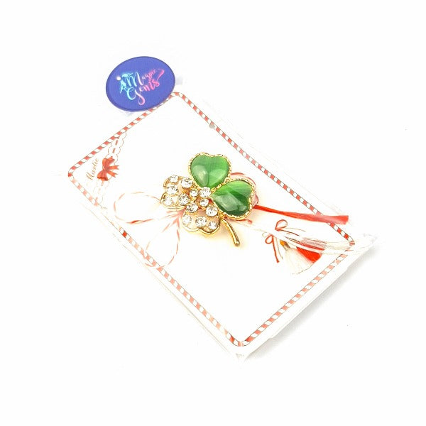 Martisor LUCKY CLOVER - Brooch / Brosa - Personalised Sterling Silver Jewellery Ireland. Birthstone necklace. Shop Local Ireland - Ireland