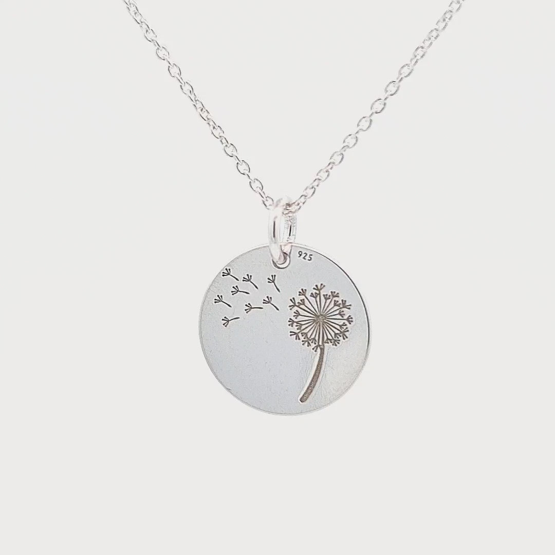 Video of the "Make a Wish" Sterling Silver Dandelion Disc Necklace from Ireland