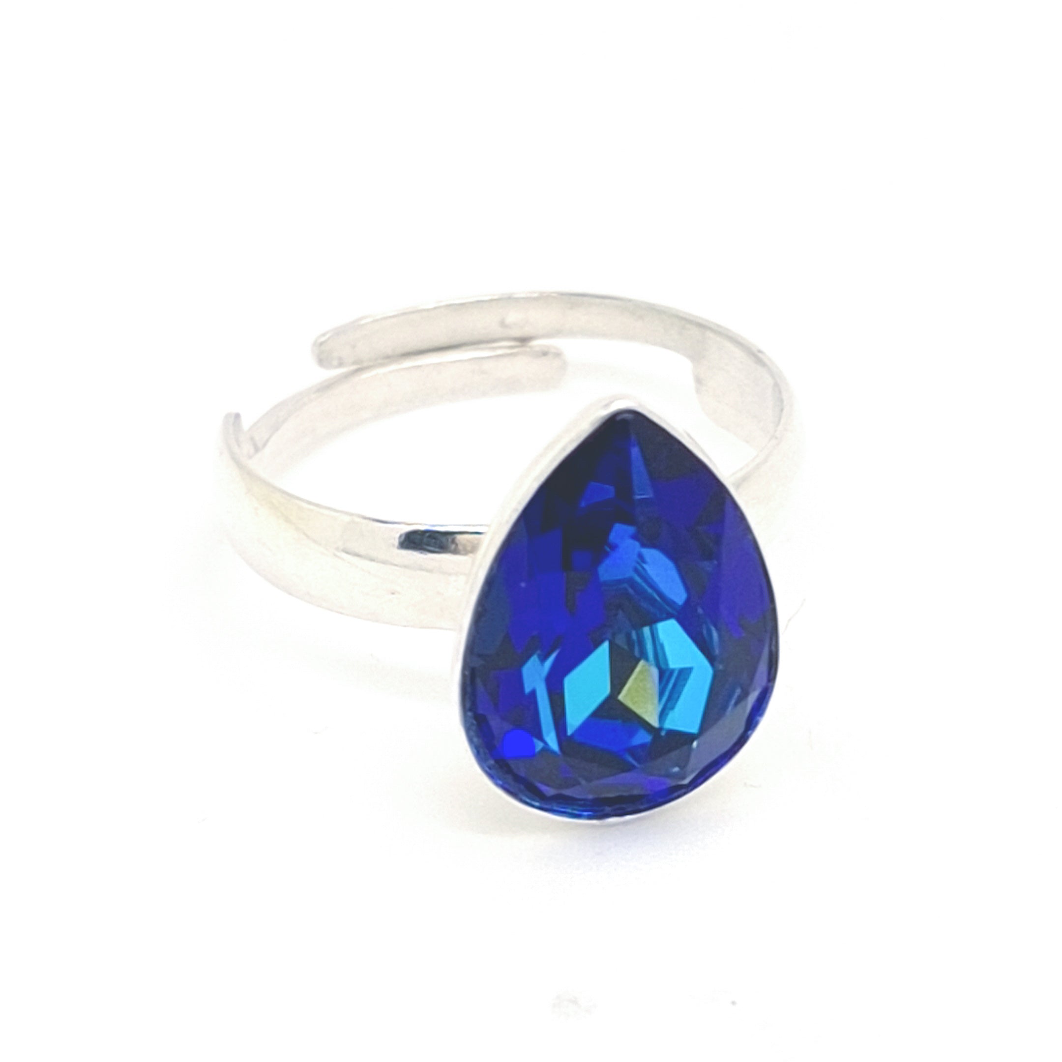 Bermuda Blue Solitaire Silver Ring in Nickel-Free Sterling Silver by Magpie Gems.