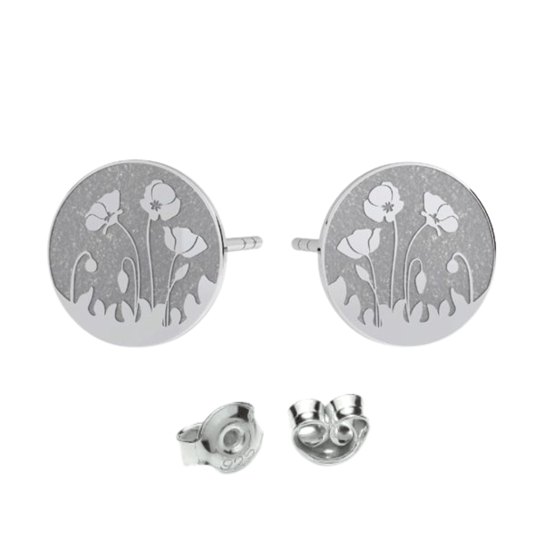 Poppy of Remembrance Silver Stud Earrings