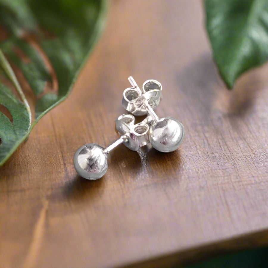 Simple Silver Ball Stud Earrings, [product type], - Personalised Silver Jewellery Ireland by Magpie Gems