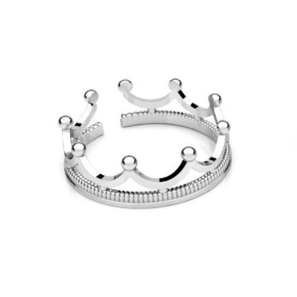 Regal Crown Adjustable U Ring in Sterling Silver