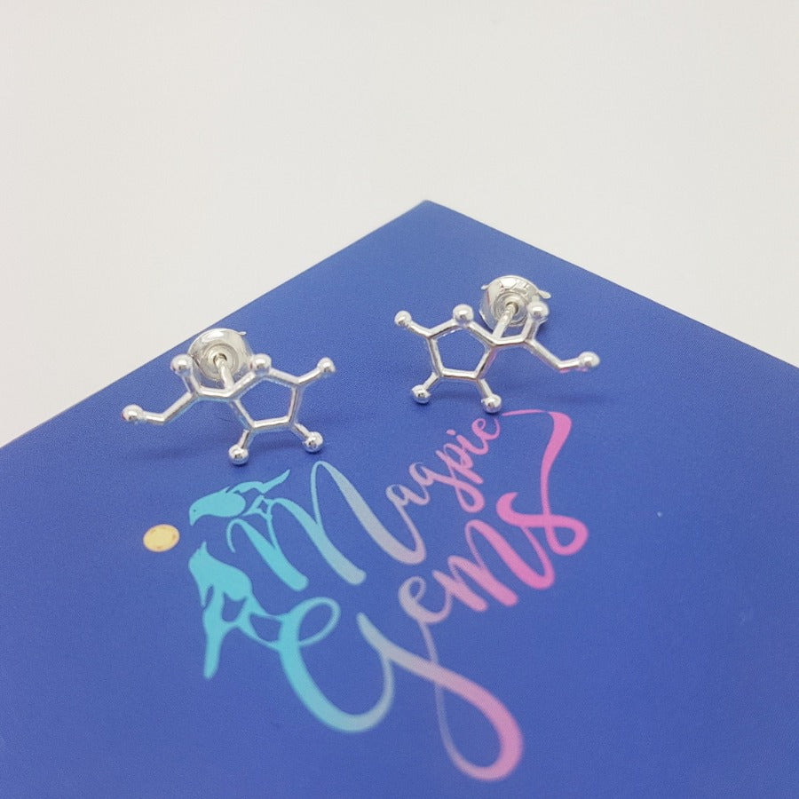 Sterling Silver Vitamin C Stud Earrings for health enthusiasts, science students and teachers