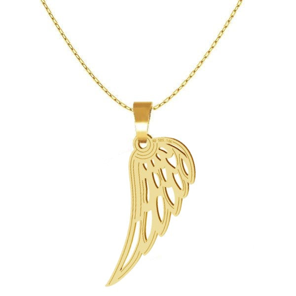 Solid Gold Angel Wing Necklace on a 45cm chain Shop in Ireland