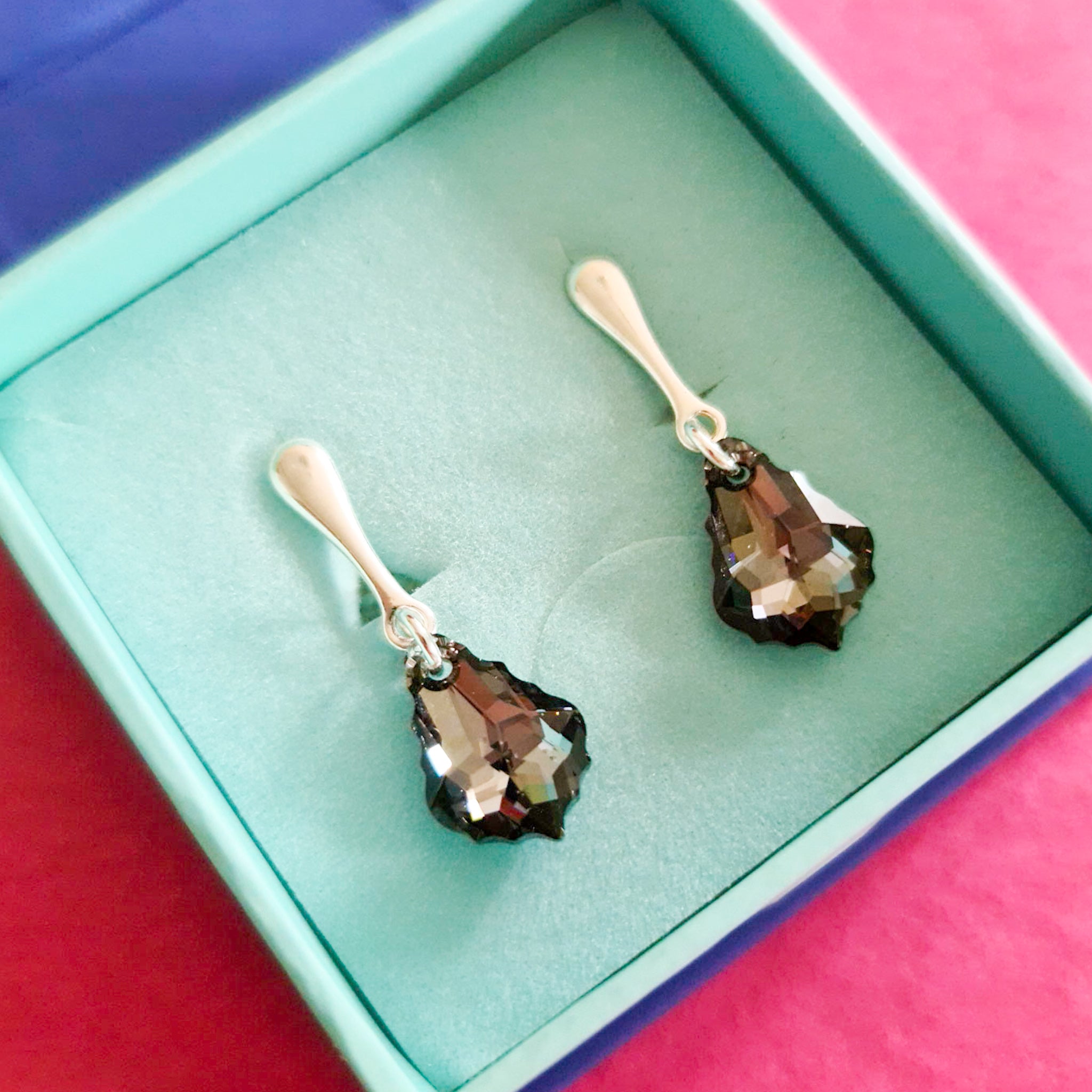 Silver Night Baroque Crystal Clip-On Earrings in Sterling Silver