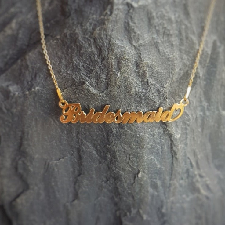 Bridesmaid Cut Pendant Necklace on fine sterling silver chain with 24k Gold Plating and 18k Rose Gold Plating options