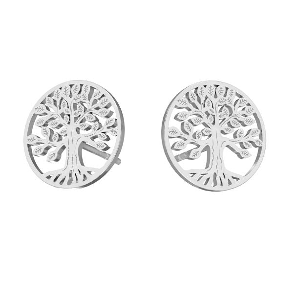 Front view of Celtic Tree of Life Sterling Silver Stud Earrings Personalised Sterling Silver Jewellery Ireland. Shop Local Ireland with Magpie Gems