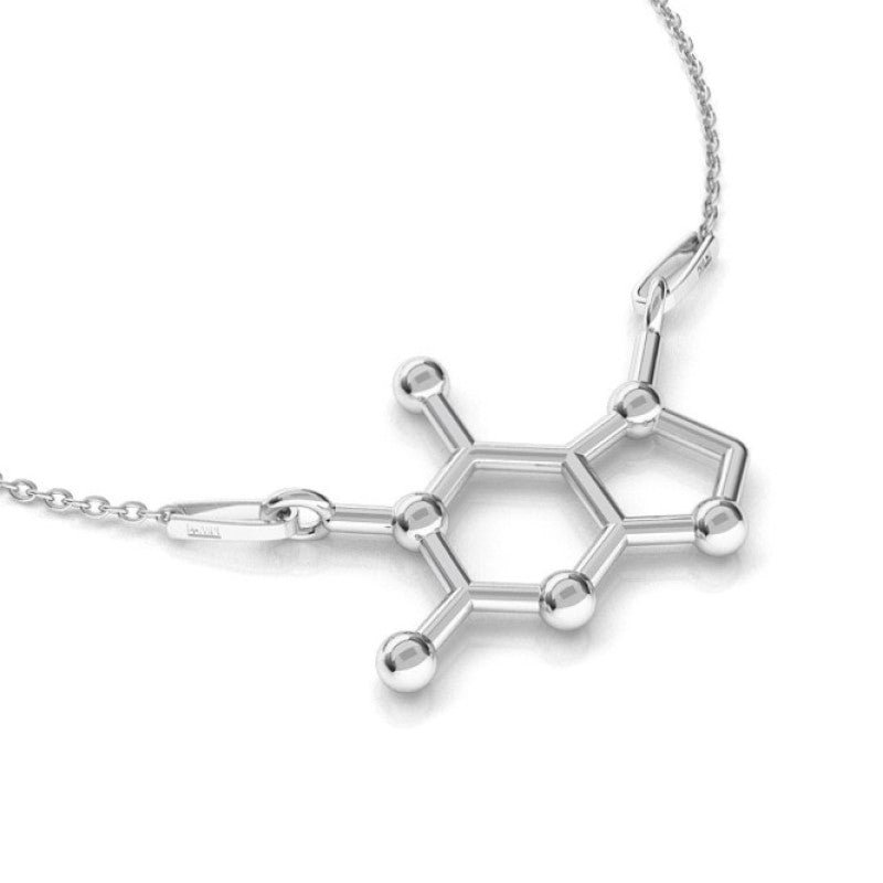 Sterling Silver Chocolate Molecule Pendant Necklace on Skinny Curb Chain