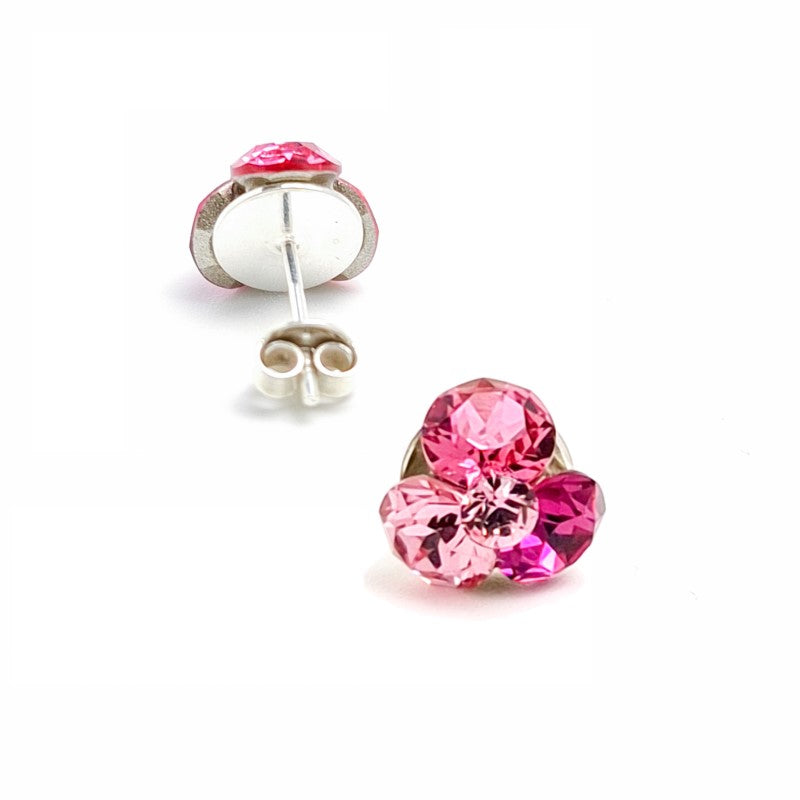 Close-Up of Blooming Elegance Rose Fuchsia Pink Stud Earrings