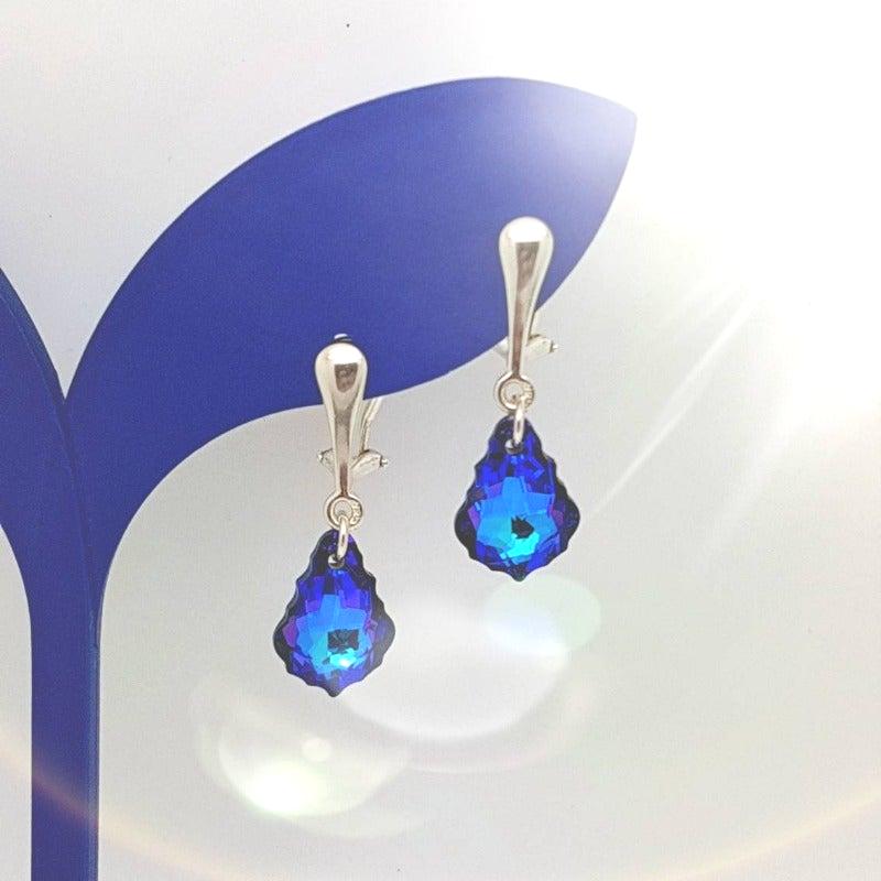 Heliotrope Baroque Crystal Clip-On Drop Earrings for Non-Pierced Ears