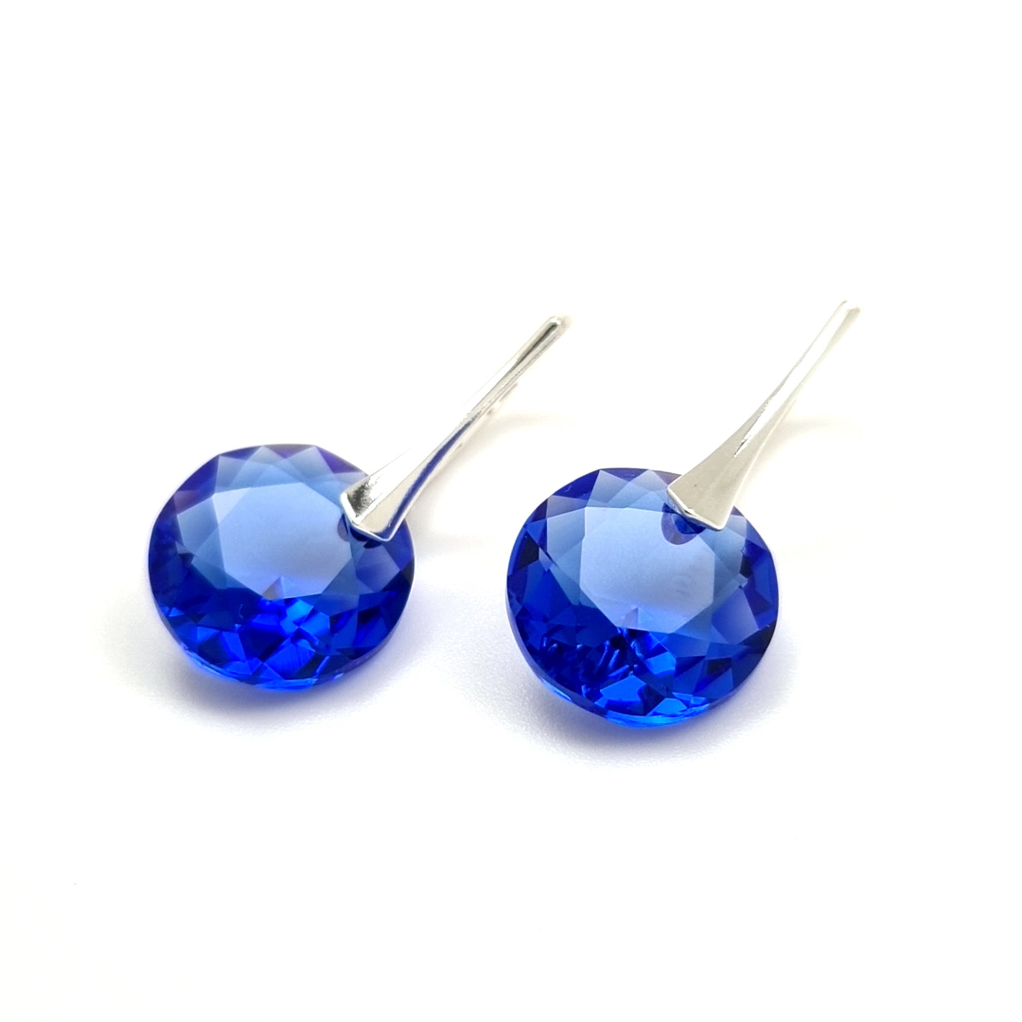 Hand-Finished Sterling Silver Sapphire Leverback Earrings wit September or Virgo Birthstone