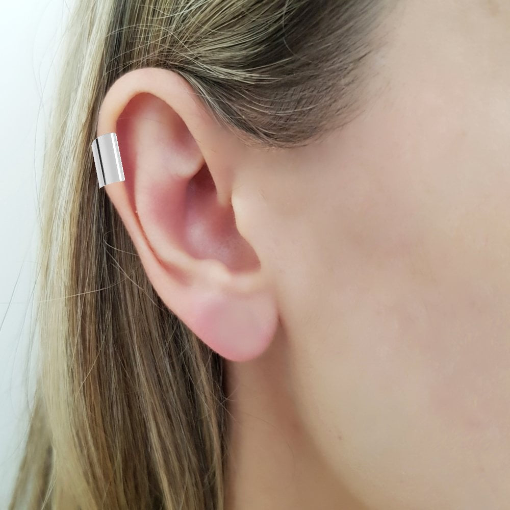 Minimalist sterling silver ear cuff for women