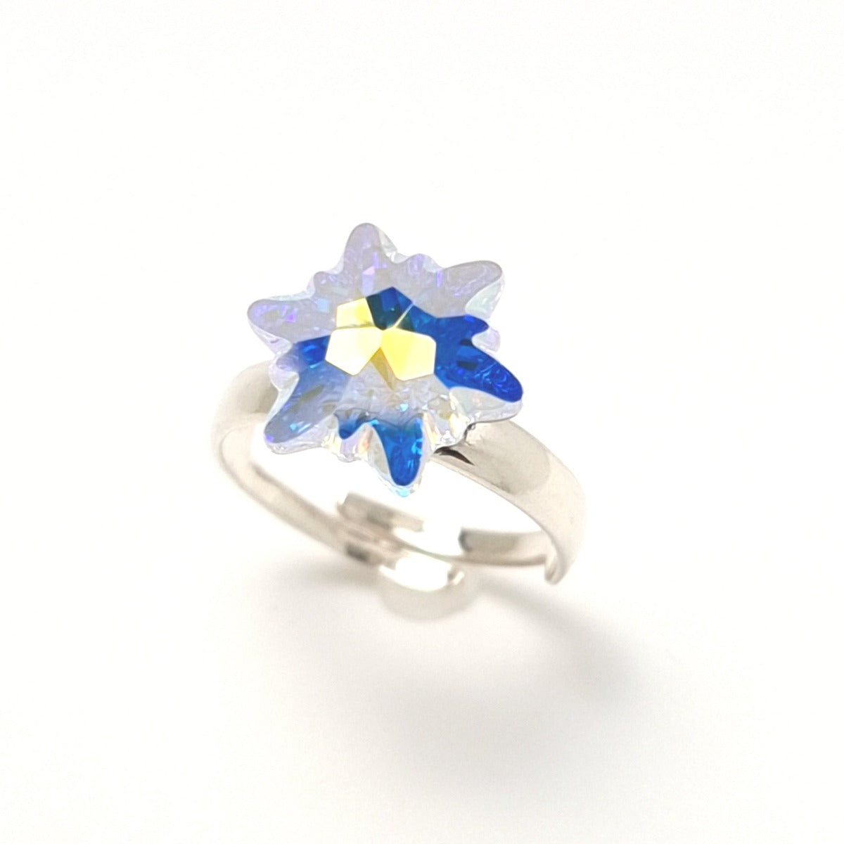 Aurora Borealis Edelweiss Crystal Ring in Nickel-Free Sterling Silver by Magpie Gems