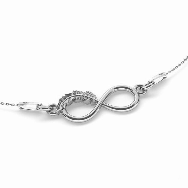 Eternal Freedom Sterling Silver Infinity with Feather Pendant Necklace