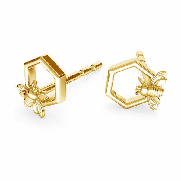 Magpie Gems' Bee Honeycomb Stud Earrings with 24k Gold Plating