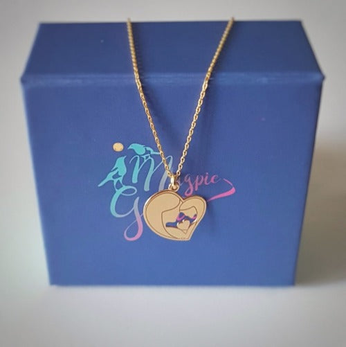 Hand-Finished Mother and Daughter Necklace in Gold and Gift Box