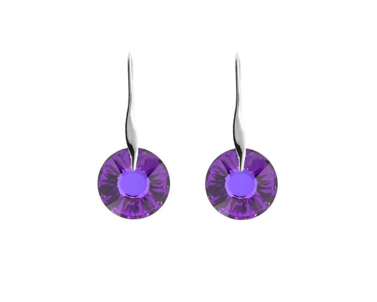 Women's Heliotrope Sun Crystal Drop Fish Hook Earwires Earrings in Sterling Silver, by Magpie Gems in Ireland