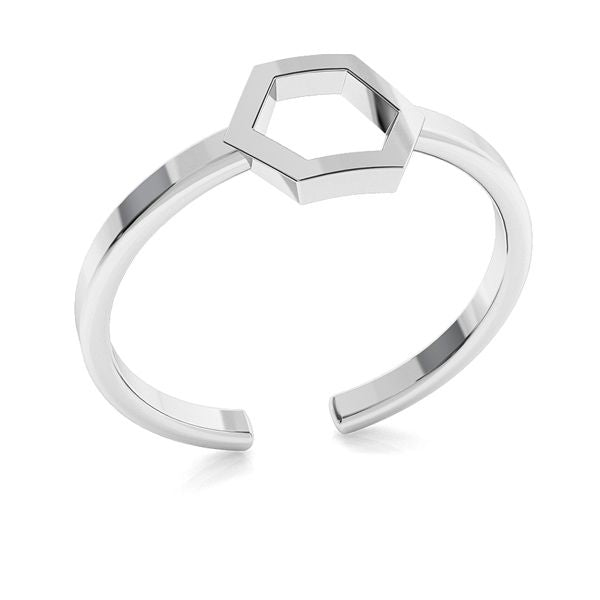 Close-up of Hexagon  Molecule Design on Silver Ring for Women from Ireland