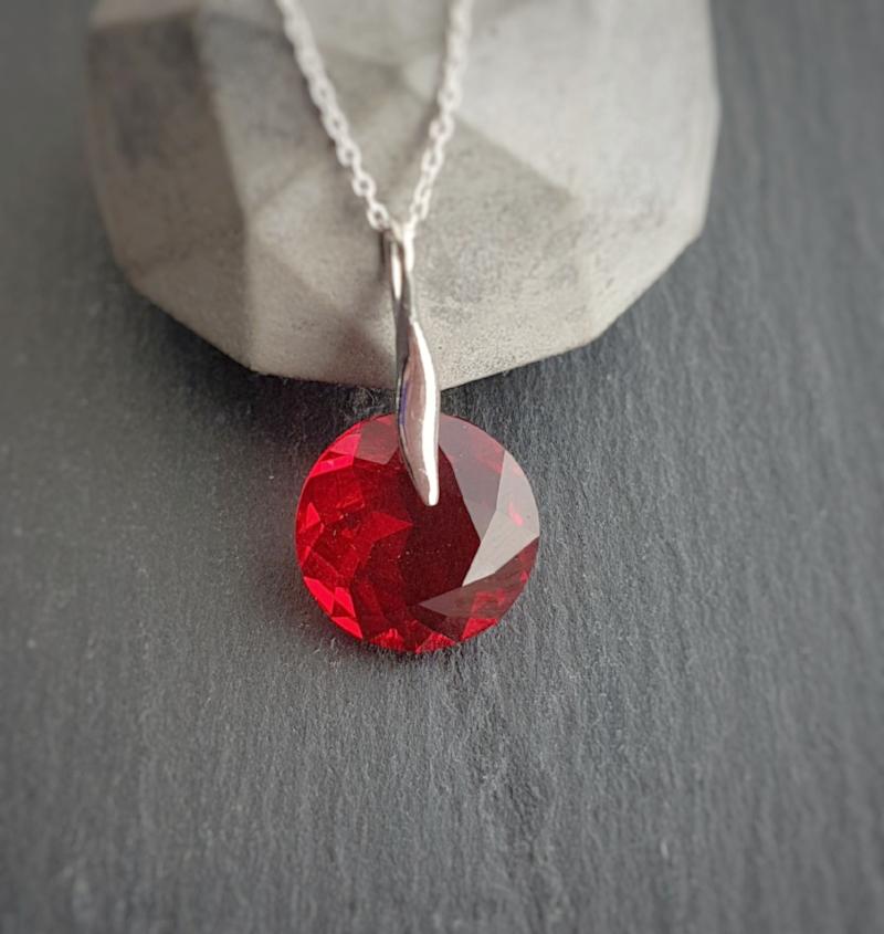 July BIRTHSTONE Cancer Light Siam red crystal earrings and necklace set, [product type], - Personalised Silver Jewellery Ireland by Magpie Gems