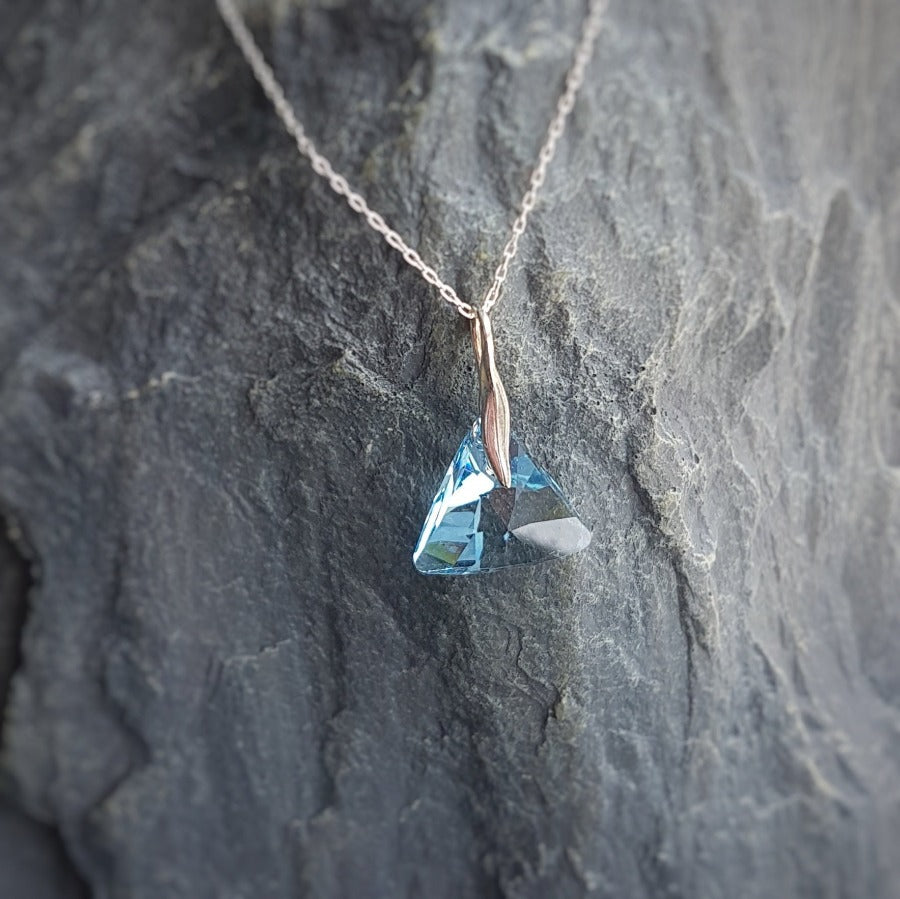 Aquamarine Triangle Crystal Jewellery Set, [product type], - Personalised Silver Jewellery Ireland by Magpie Gems