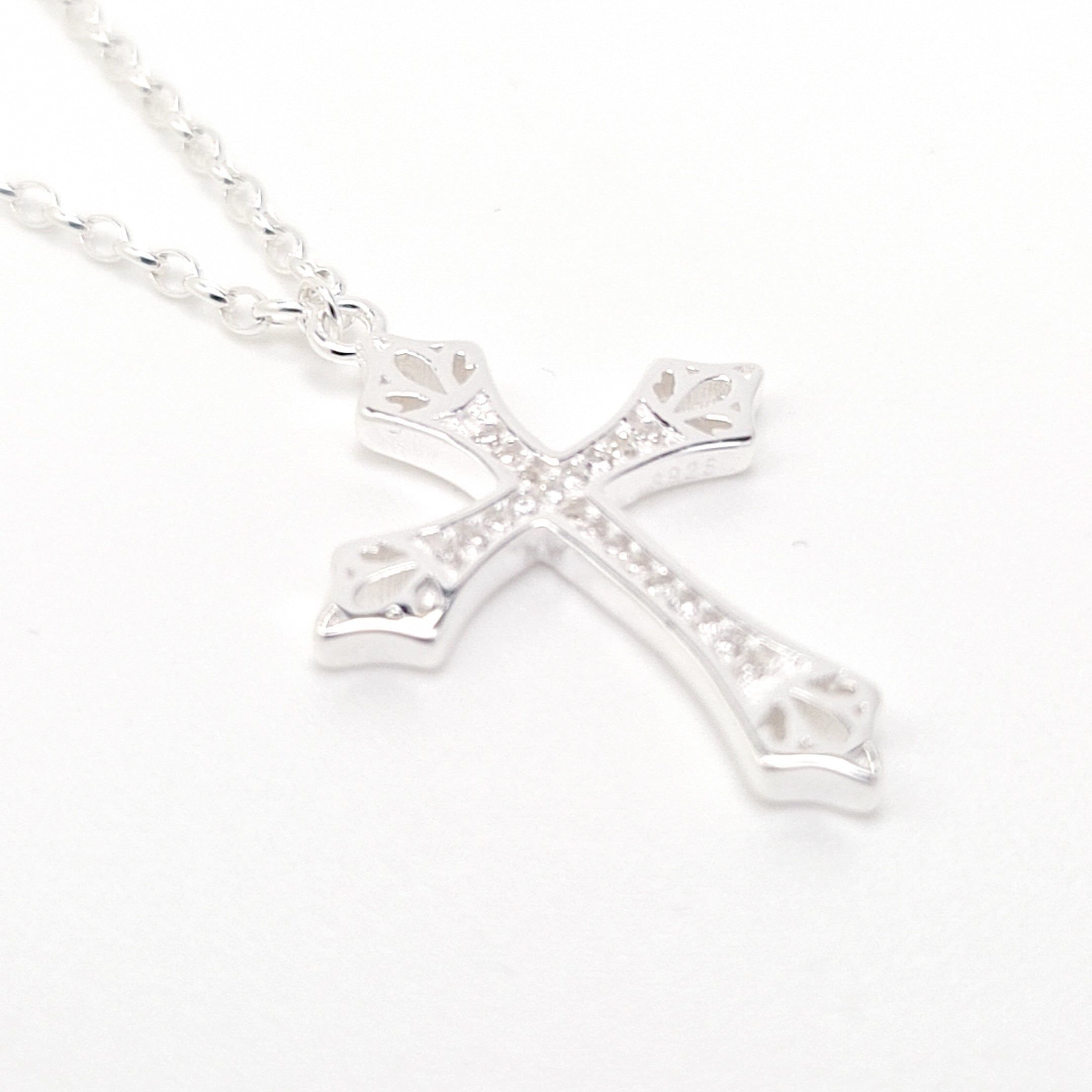 Irish Hand-Finished Cross Pendant Necklace with Crystals