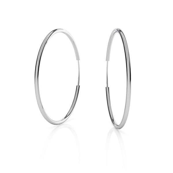 Front view of large Sterling Silver Hoop Earrings with a 5.5cm endless design by Magpie Gems jewellery shop in Ireland