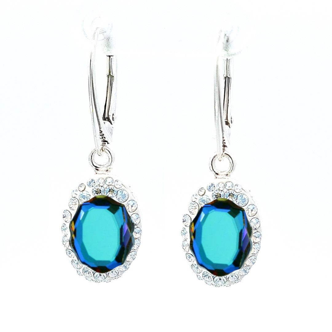 Meridian Blue Mirror-Shaped Dangle Earrings by Magpie Gems - Handcrafted in Ireland