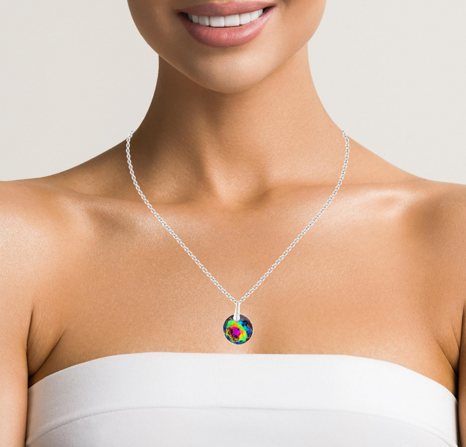 Rainbow earrings and necklace jewellery set | Vitrail Medium