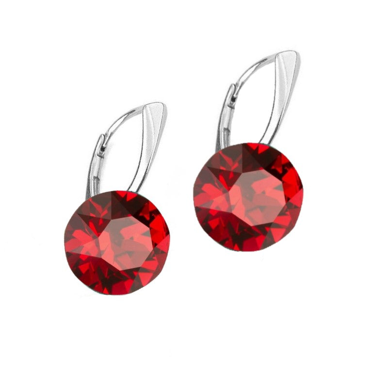 Simulated Diamond Round Crystal Drop Earrings in Silver