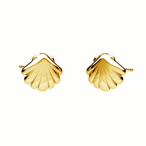 Close-up of Ocean Shell Stud Earrings in 24k Gold Plated Silver by Magpie Gems in Ireland