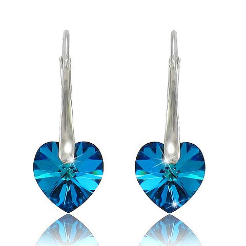 Dainty Heart Earrings in Bermuda Blue - Capturing the Ocean's Depths