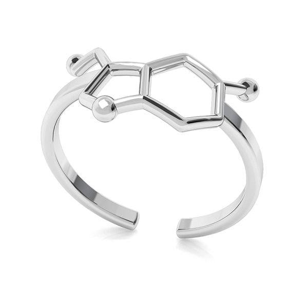 Sterling Silver Serotonin Molecule Ring for Women – Universal Size Adjustable Band by Magpie Gems in Ireland.